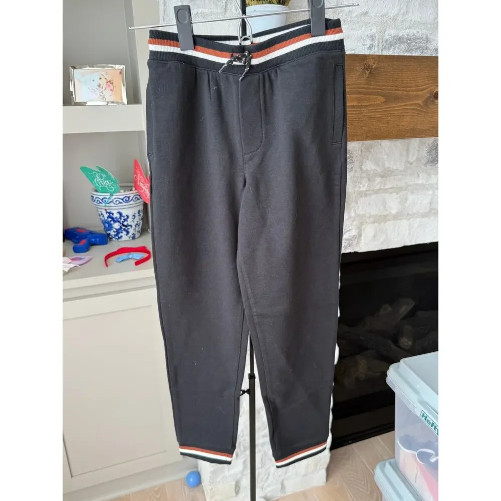 Janie and Jack Boys Black The Stripe French Terry Joggers Size 8